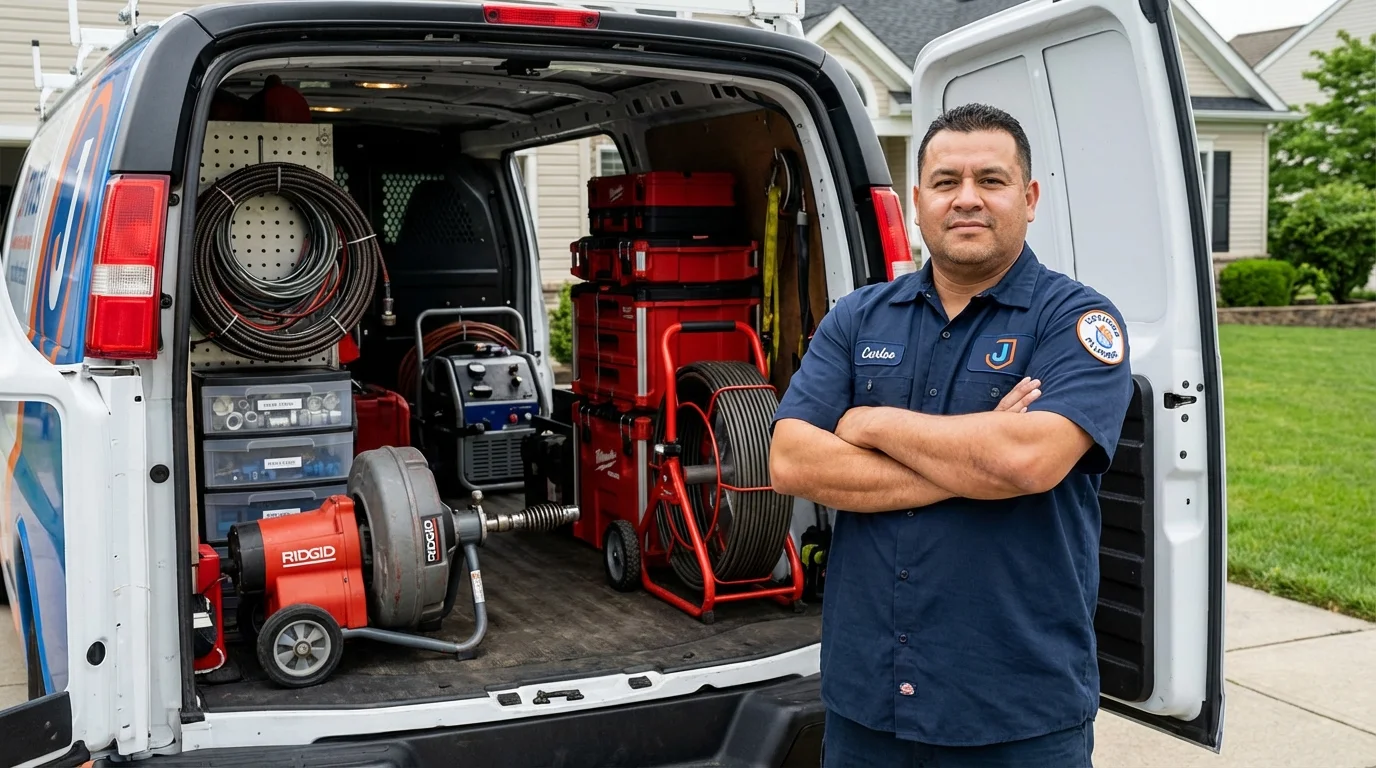 Professional drain cleaning equipment and Johns Plumbing LLC plumber in Gallitzin