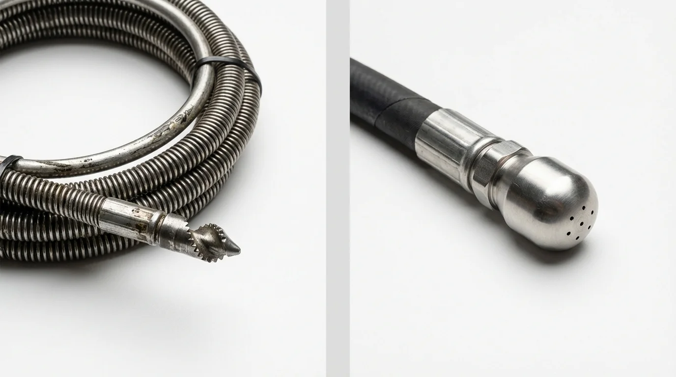 Drain snake cable and hydro jetting nozzle used for drain cleaning in Gallitzin, PA