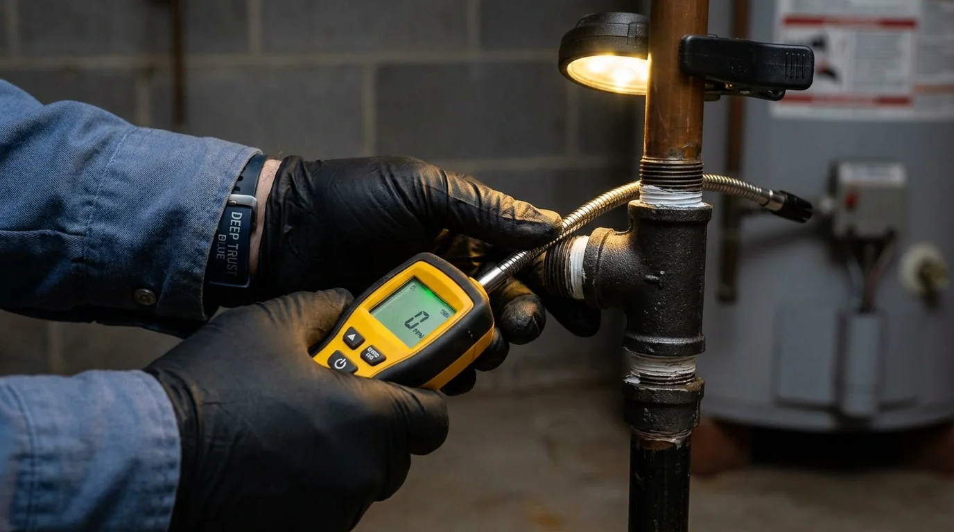 Gas leak detection with electronic sniffer by Johns Plumbing LLC in Gallitzin